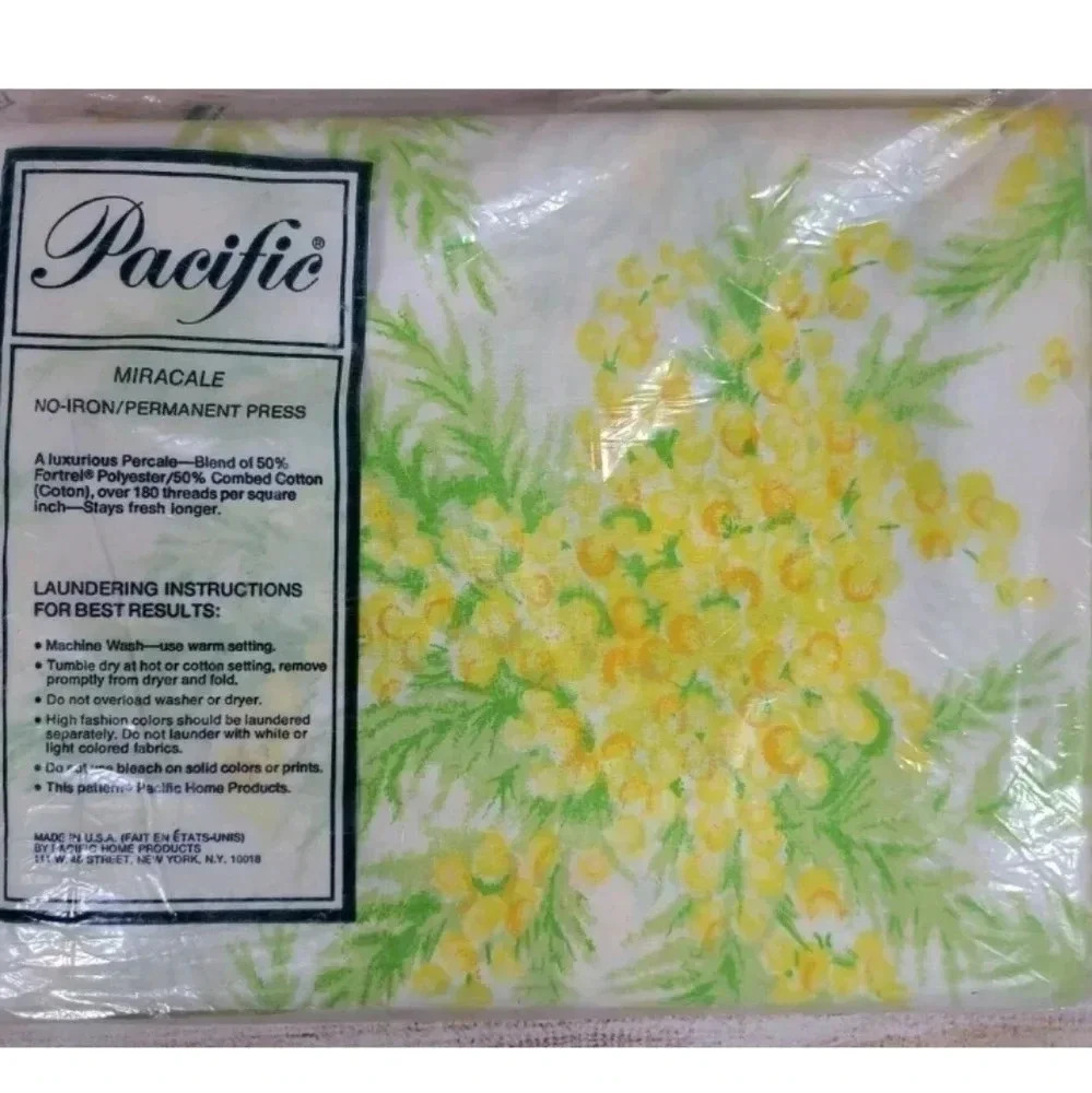 Vtg Pacific French Mimosa Double Flat Bed Sheet
